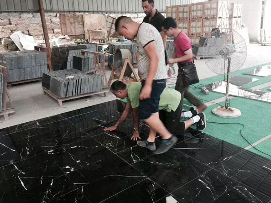 nero marquina marble tiles inspection