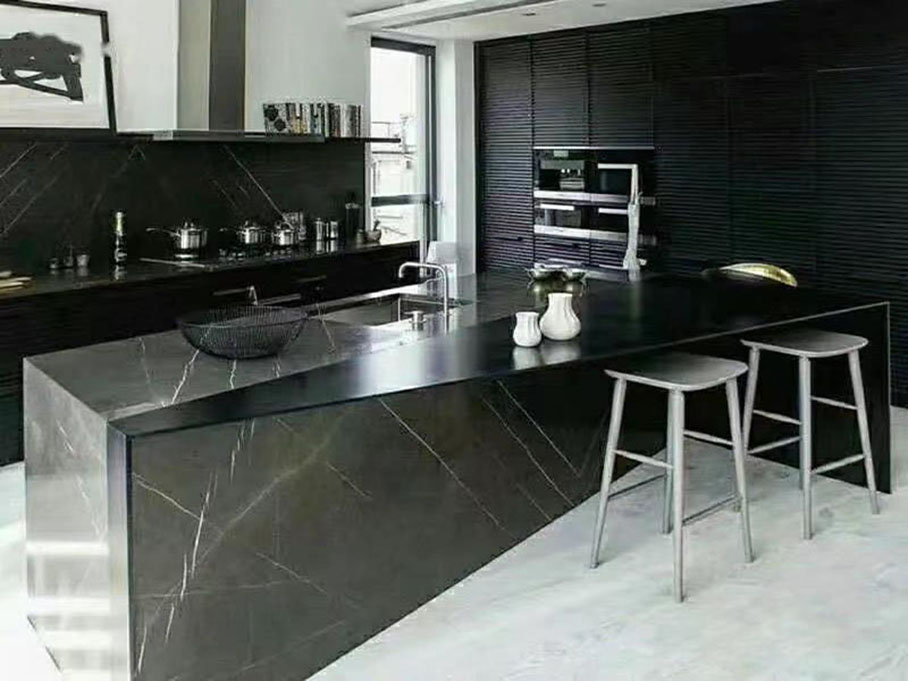 Pietra Grigio Marble kitchen countertops