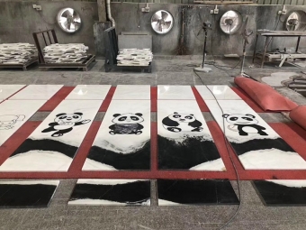 China Panda Marble bathroom flooring tiles